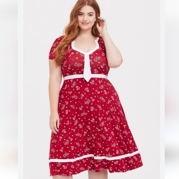 torrid Dresses & Skirts - Torrid Red Anchor Print Skater Dress